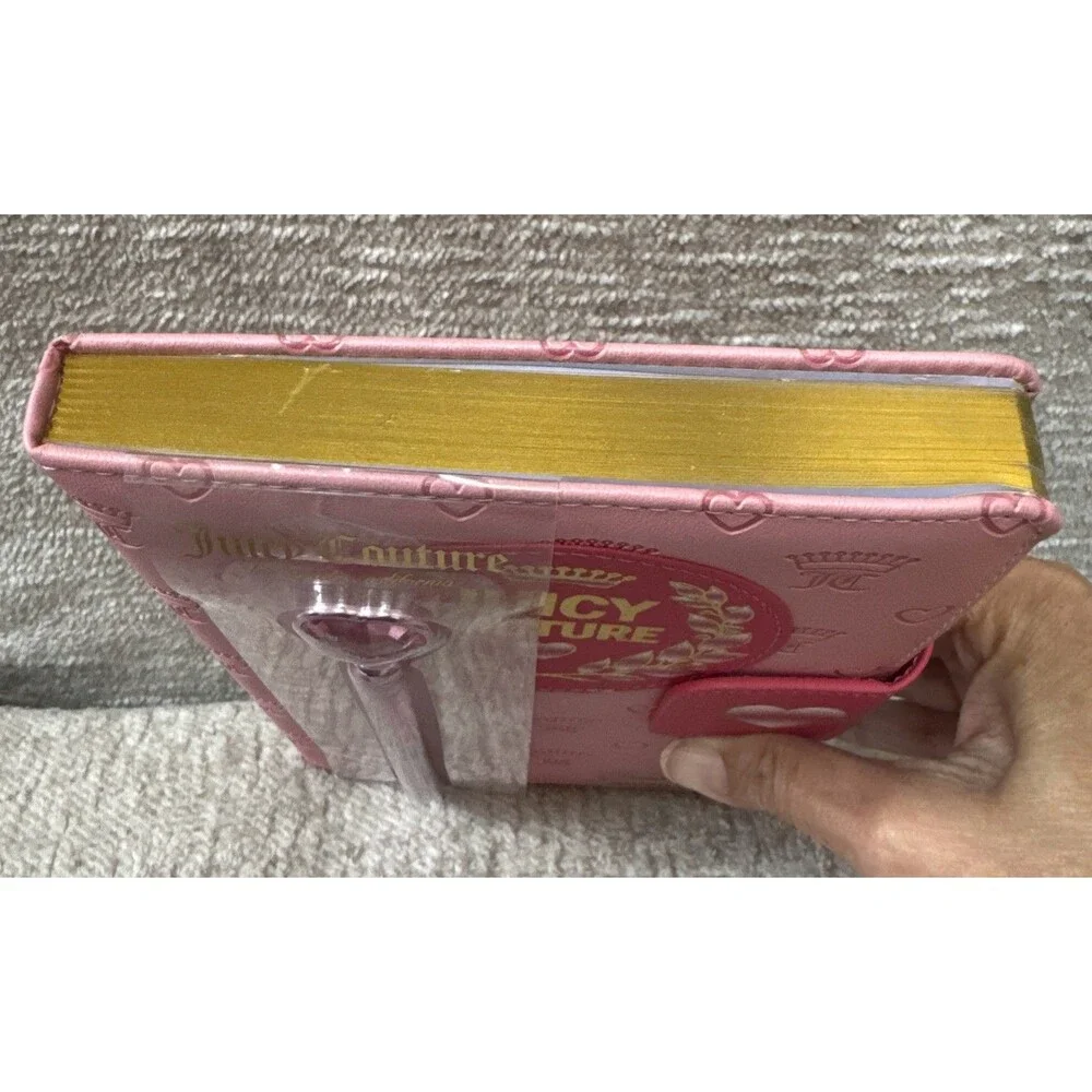 NWT Juicy Couture Pink Faux Leather Lined Journal Notebook w/ Magnetic Closure